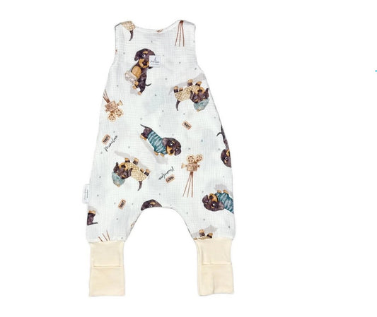 Leichter Musselin-Schlafsack mit Beinen Hunde