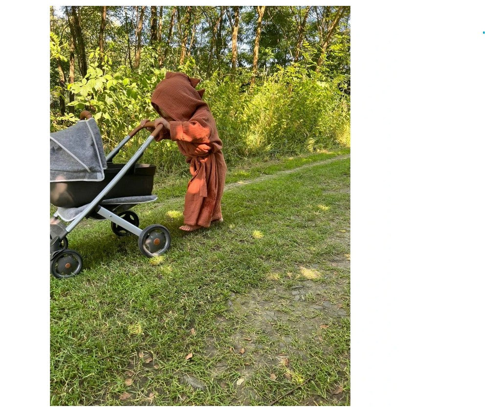 Kinderbademantel mit Kapuze DINO Größe 3-6 Jahre Karamell