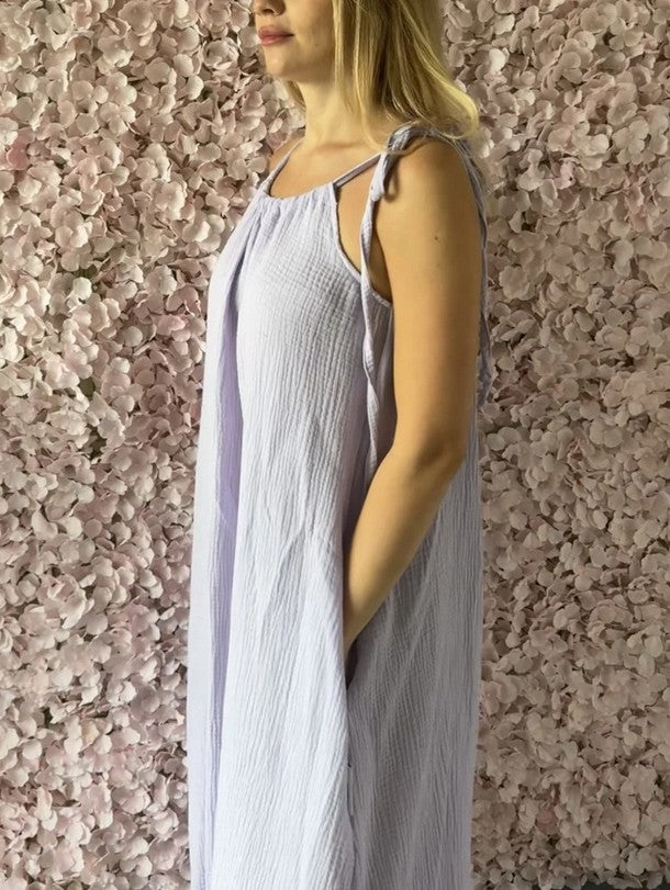 Maxikleid aus Musselin mit Rüschen - UNI