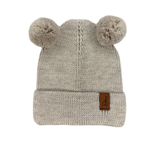 Mütze MERINO mit Bommel 12 - 24 Monate Beige