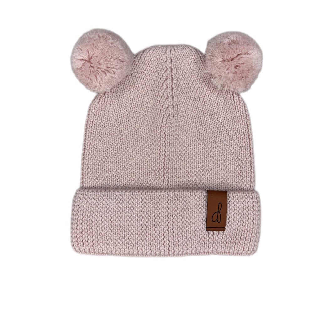 Mütze MERINO mit Bommel 06 - 12 Monate Puderrosa