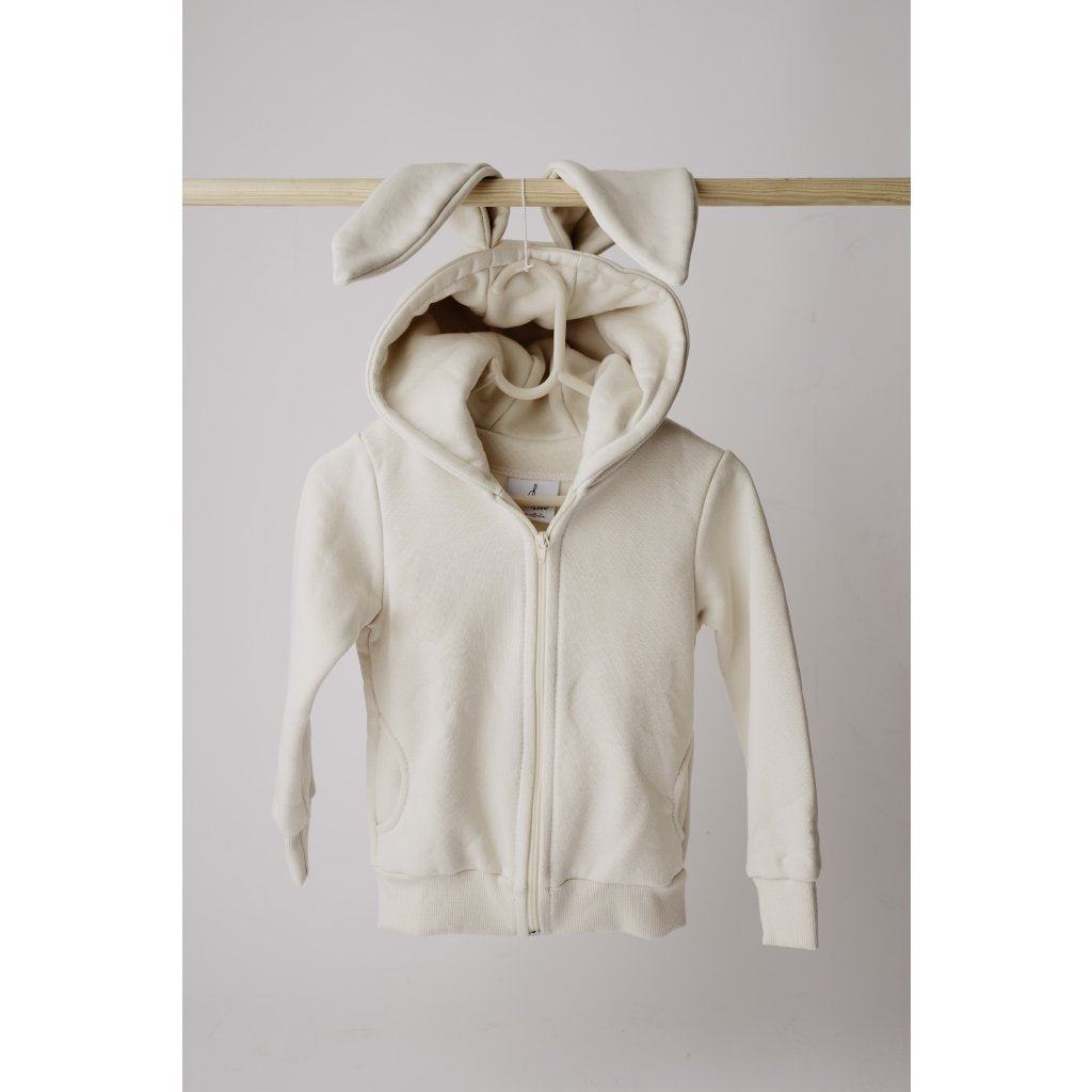 Kinder Hoodie mit Reißverschluss Hase Cremig