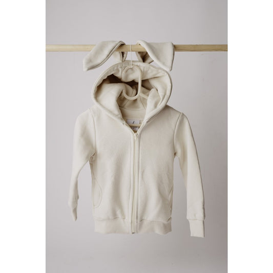 Kinder Hoodie mit Reißverschluss Hase Cremig
