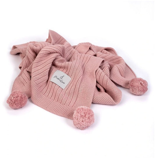 Bambusdecke mit Pompons Puderrosa