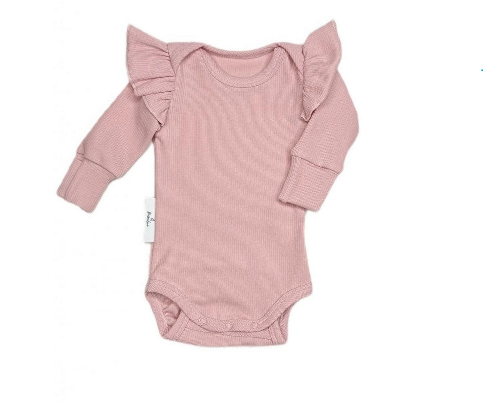 Baby Langarmbody mit Rüschen ROSA