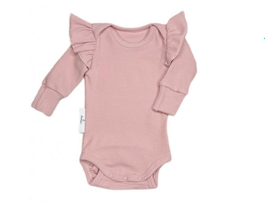 Baby Langarmbody mit Rüschen ROSA