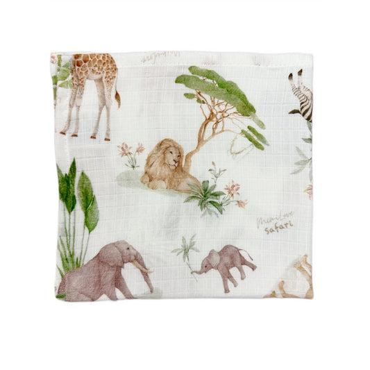 Baumwoll-Musselinwindel  40 x 40 cm Safari