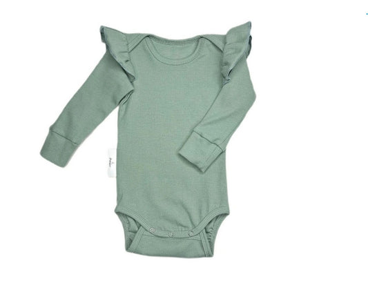 Baby Langarmbody mit Rüschen SALBEI