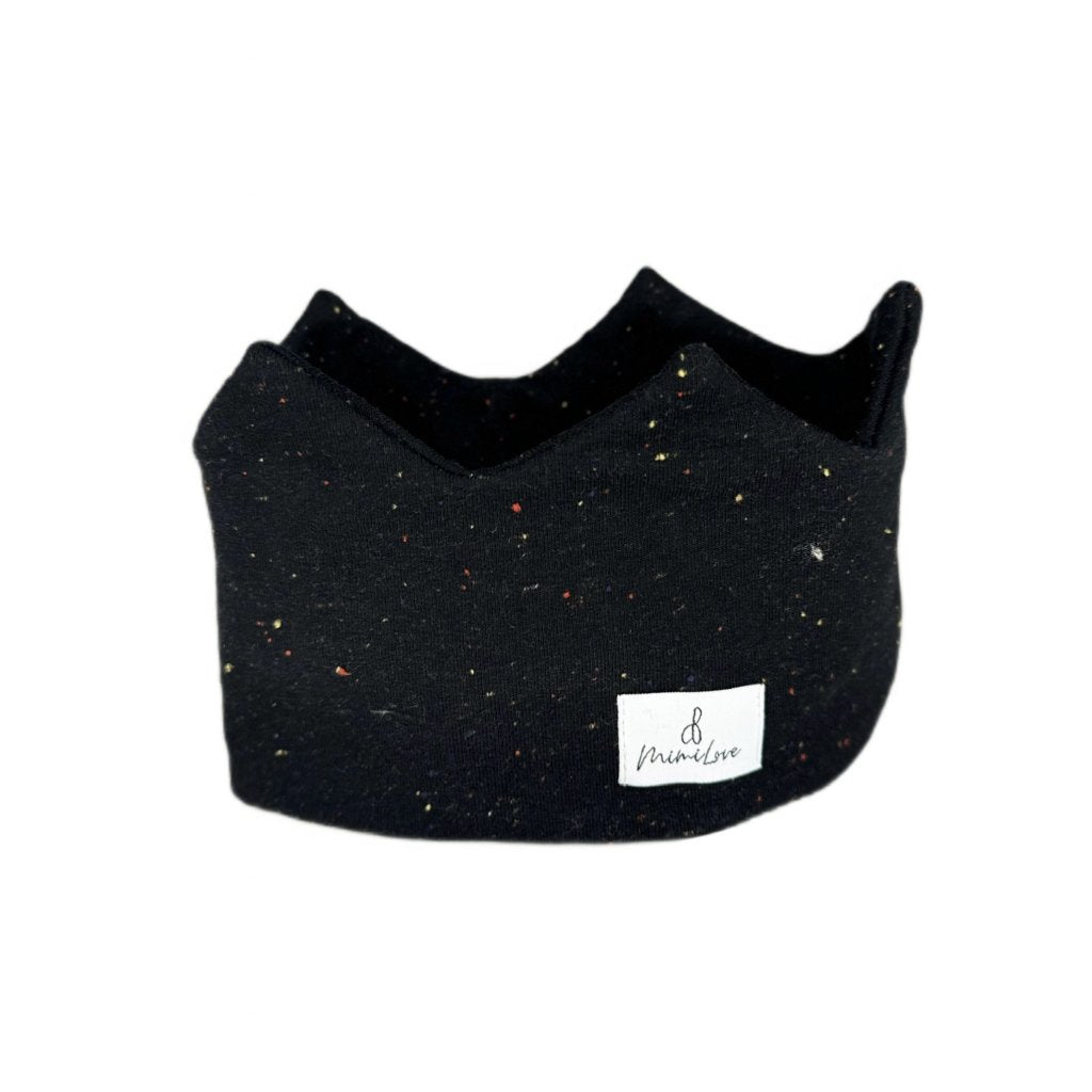 Baumwoll-Stirnband Krone 0 - 6 Monate – Schwarz mit Punkten