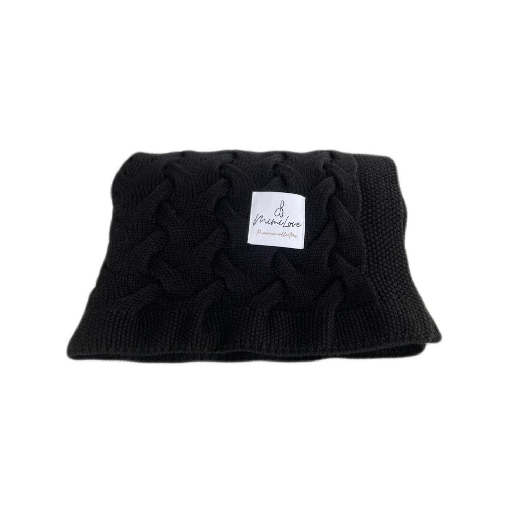 Babydecke aus Merinowolle Schwarz