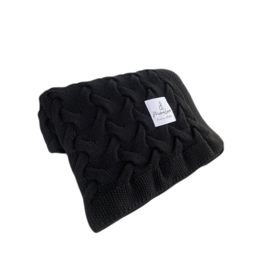 Babydecke aus Merinowolle Schwarz