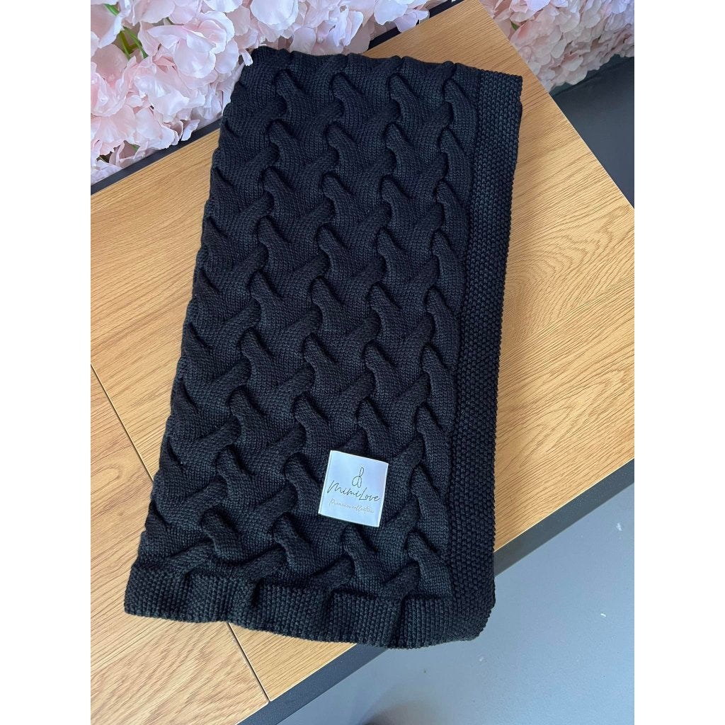 Babydecke aus Merinowolle Schwarz