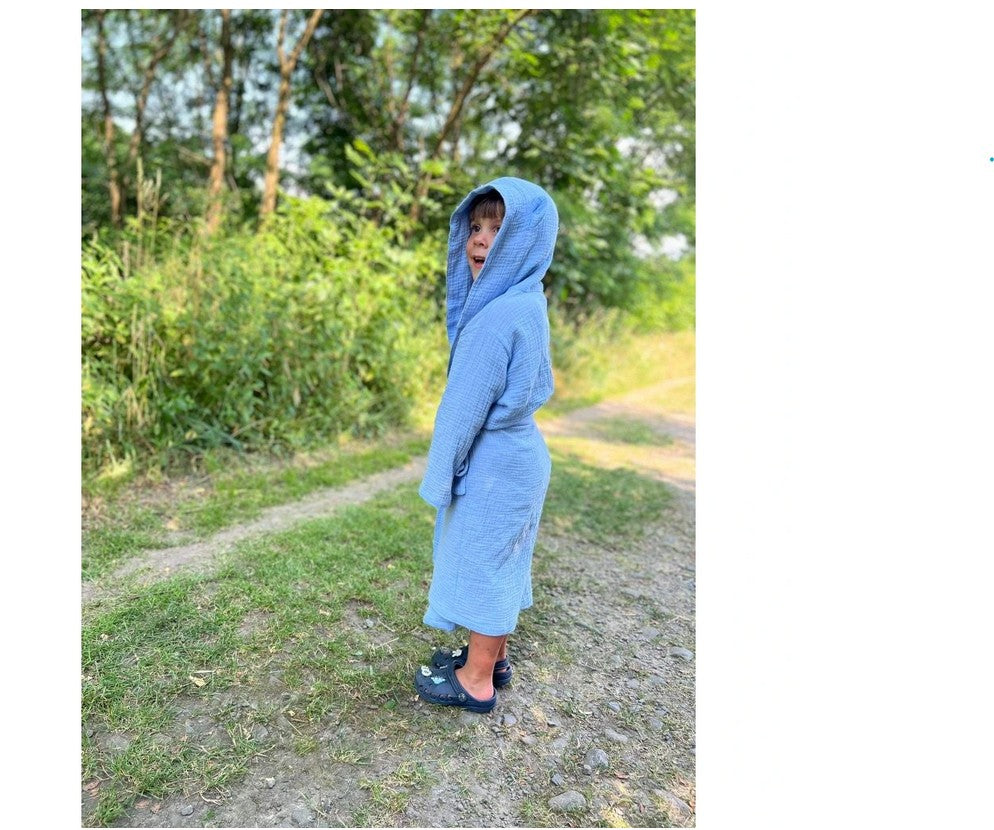 Kinderbademantel mit Kapuze TEDDYBÄR Größe 3-6 Jahre Blau