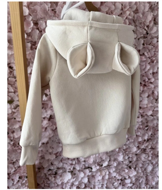 Kinder Hoodie mit Reißverschluss Teddybär Cremig