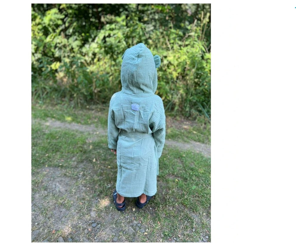 Kinderbademantel mit Kapuze TEDDYBÄR Größe 3-6 Jahre Menthol