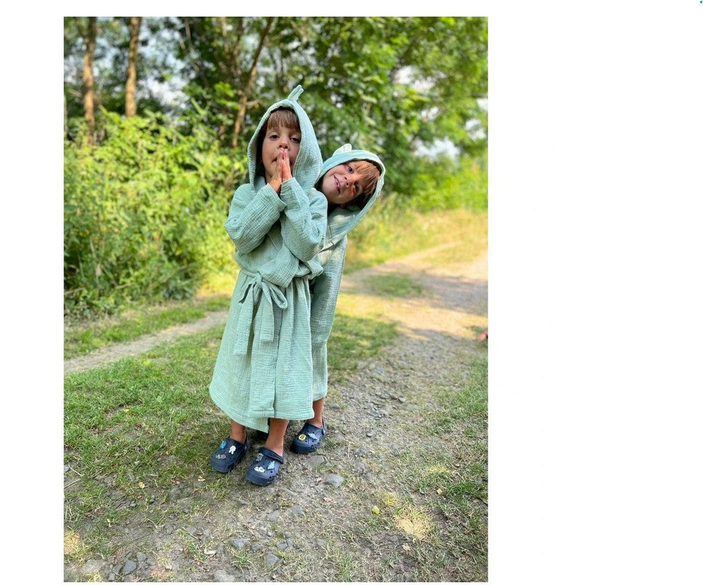 Kinderbademantel mit Kapuze TEDDYBÄR Größe 3-6 Jahre Menthol