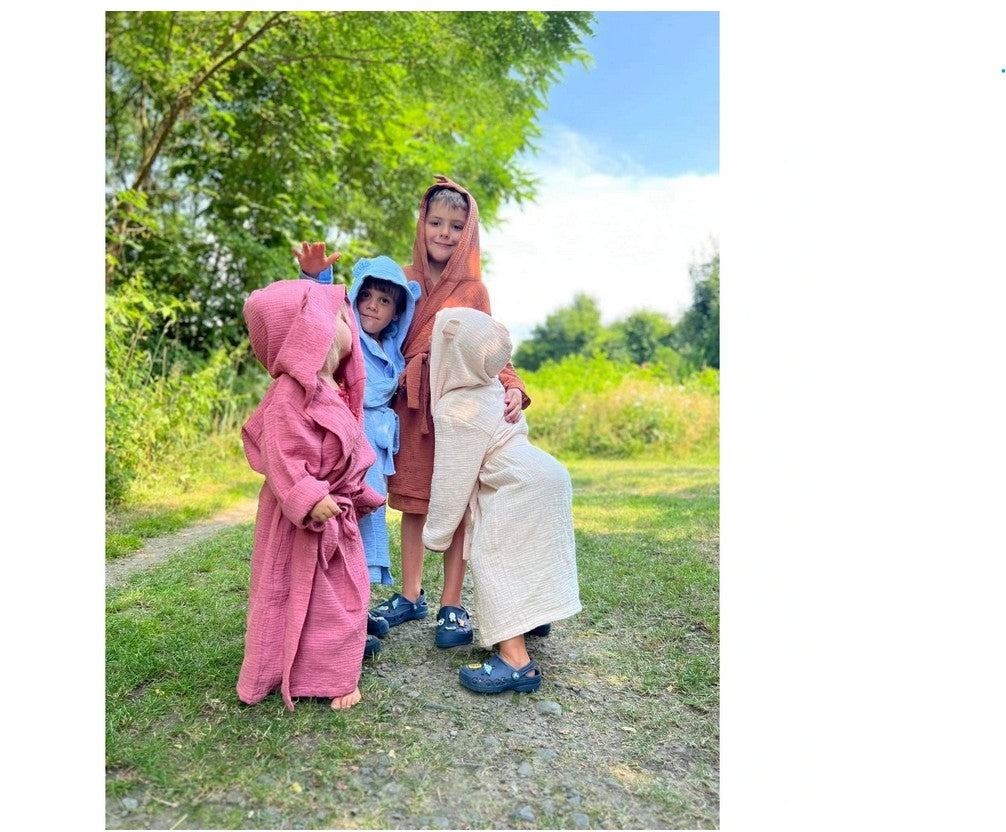 Kinderbademantel mit Kapuze TEDDYBÄR Größe 3-6 Jahre BEIGE