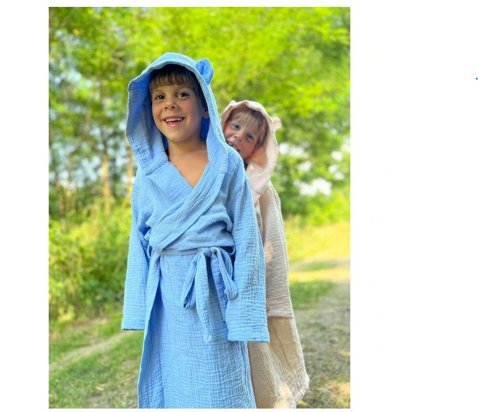 Kinderbademantel mit Kapuze TEDDYBÄR Größe 3-6 Jahre BEIGE