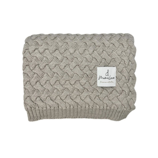 Babydecke aus Merinowolle Beige meliert