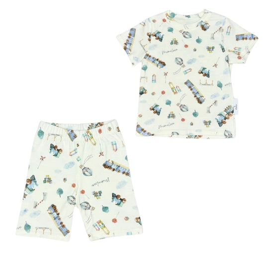 Kurzarm-Pyjama Züge White